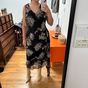 Casual Corner Black and Cream Dress